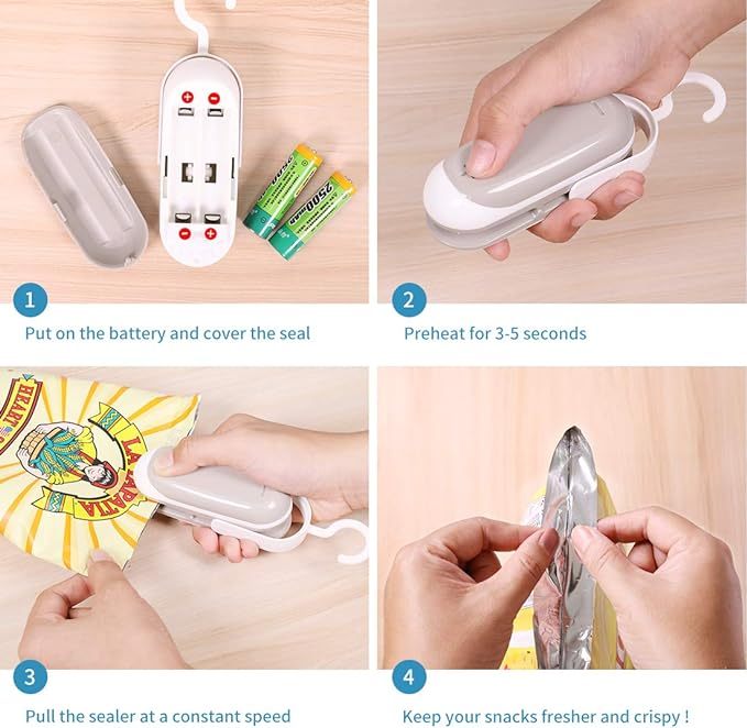 2PACK Mini Bag Sealer, Portable Heat Vacuum Sealers Plastic Sealer, 2 In 1 Heat Seal And Cutter Mini Food Sealer For Plastic Bags Food Storage