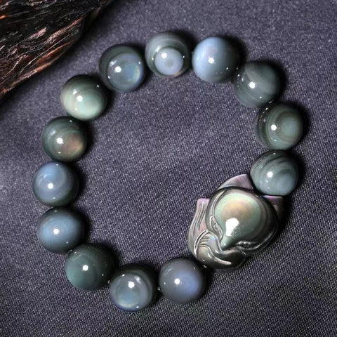 Obsidian Fox Carved Bracelet Couple Bracelet