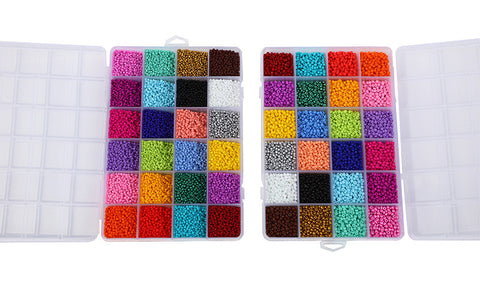 Perles de rocaille en verre, boîte de 24 compartiments, style bohème
