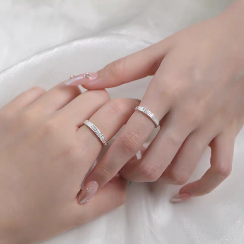 Buy 1 Pair 999 Sterling Silver Engraved Lucky Totem Couple Rings, Retro Minimalist Style, Suitable For Daily Wear & Valentine'S Gift online at Fashionner.