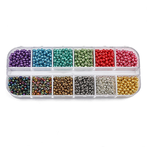 Perles de verre faites à la main avec paillettes de la même couleur