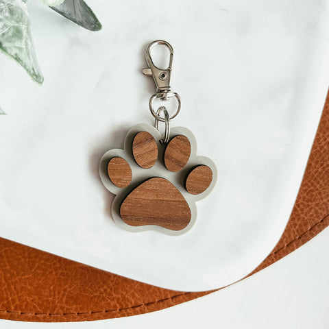 Pendentif Porte-clés Patte en Bois Créatif