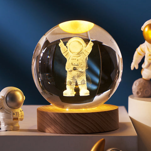 Ciel étoilé lumineux et planètes Lune Cristal de Lune Veilleuse Lampe de projection Lumière d'ambiance Cadeau créatif Nouveau cadeau insolite