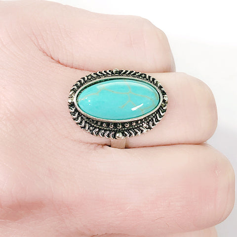 Bagues ovales vintage en turquoise pour hommes et femmes
