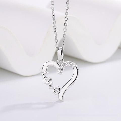 Collier en acier inoxydable avec pendentif Cœur Créatif LOVE pour femme, idéal pour mariage, anniversaire, soirée, accessoire de mode, cadeau.