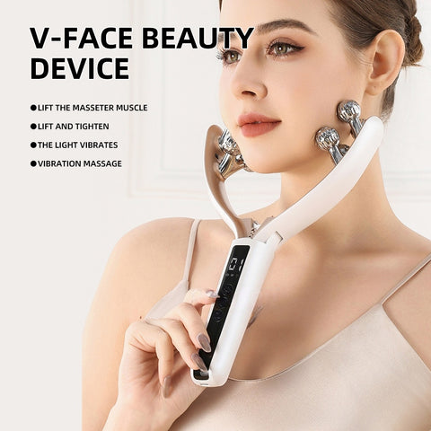 Rouleau en V domestique EMS Microcourant Électrique Intelligent Double Onde Rouge et Bleu Masseur de Roulement Instrument Amincissant le Visage Ems Micro Courant Lifting et Raffermissement