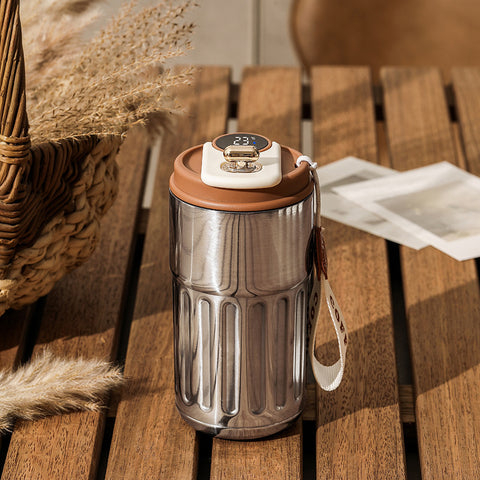 Bouteille Thermique Numérique Intelligente Tasse à Café Portable Bouteille d'Eau en Acier Inoxydable Tasse Isotherme pour Voiture Bouteilles Isothermes Gardant au Froid 450 ml
