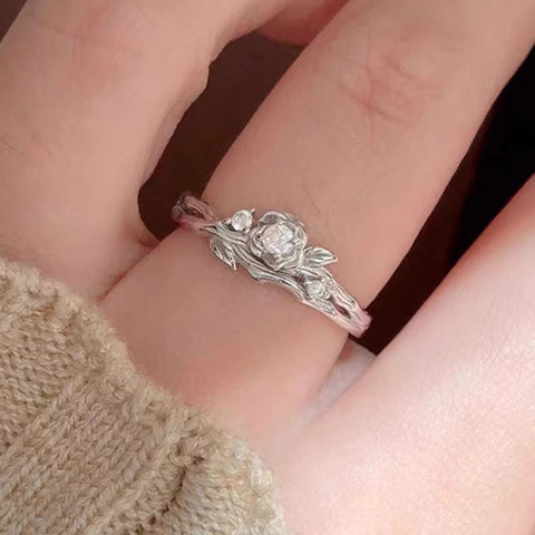 Buy 1 Pair 999 Sterling Silver Snow Mountain Rose Couple Rings, Romantic Carved Design, For Daily Wear & Valentine'S Gifts online at Fashionner.