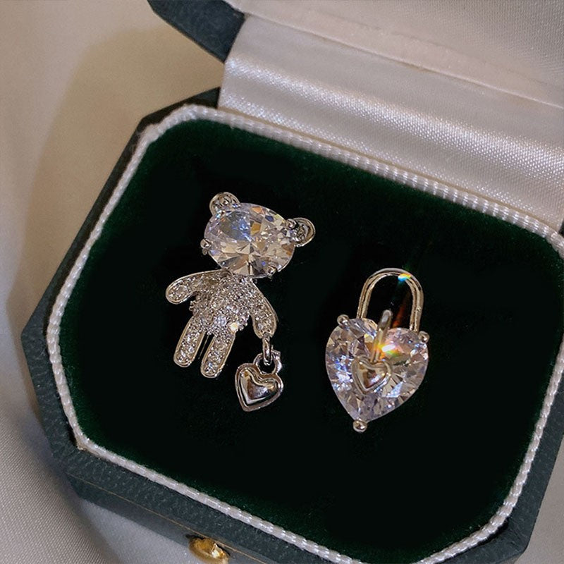 Buy Silver Needle Personality Geometric Earrings Women Flower Rhinestone Niche Versatile online at Fashionner.