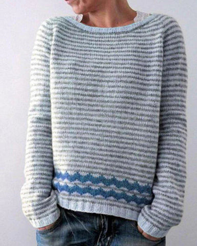 Pull-over ample et décontracté pour femme, col rond, multicolore, à la mode, tricoté, vêtement d'extérieur pour femme