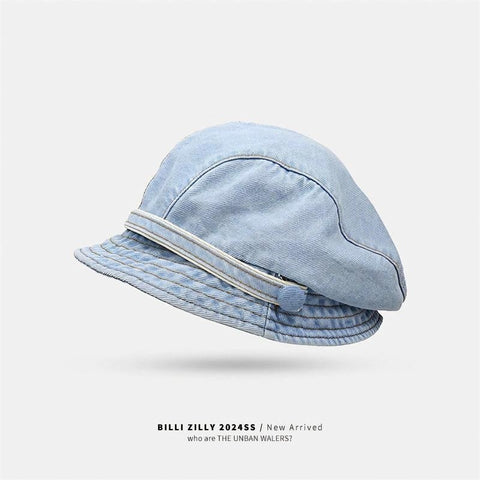 Chapeau de pêcheur en jean pour femme, bob béret à bord court