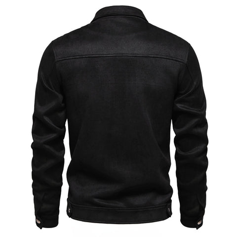 Veste à revers zippée mode, automne hiver, manteau en daim uni, vêtements d'extérieur pour hommes