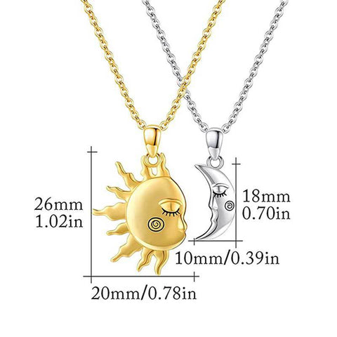 Collier magnétique soleil et étoile en or 18 carats, pendentif de couple tendance, cadeau de Saint-Valentin