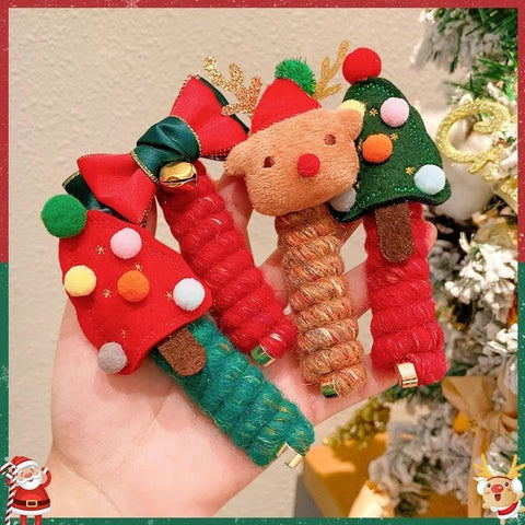 Jolies filles bande élastique en caoutchouc Noël enfants fil téléphonique cheveux spirale bobine festive habiller les accessoires de cheveux d'enfant coiffure
