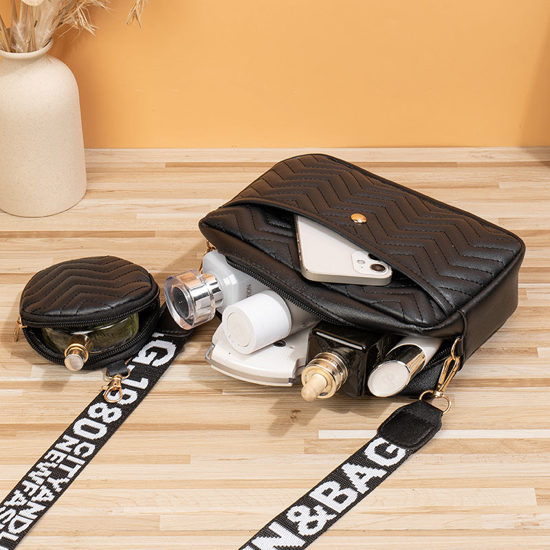 Wave Pattern Ribbon Cross Body Camera Bag - Fashionner