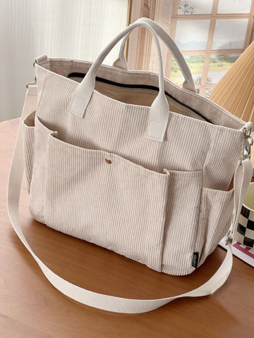 Sacs à bandoulière en velours côtelé épais, simples, passe-partout, sacs de cours, sacs de loisirs pour étudiants, sacoche artistique portable