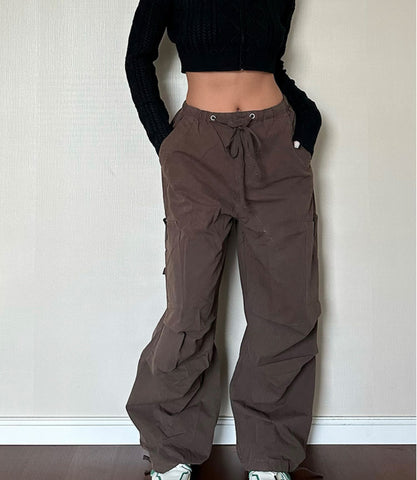 Pantalon Cargo Femme Coupe Droite Ample À Poches