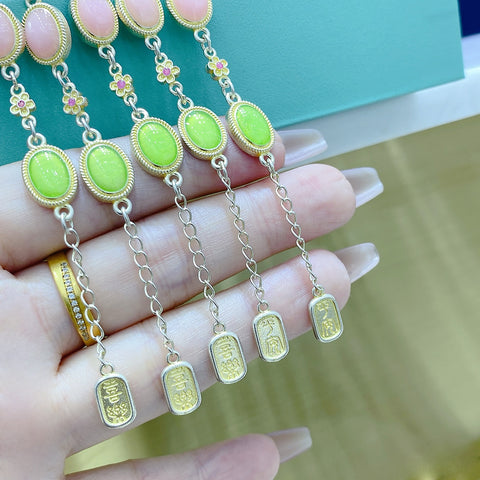 Buy 1Pcs 999.9 Sterling Silver Gold-Plated Enamel Stone Bracelet, Luxury Retro Style, Ideal For Birthdays & Holiday Gifts online at Fashionner.