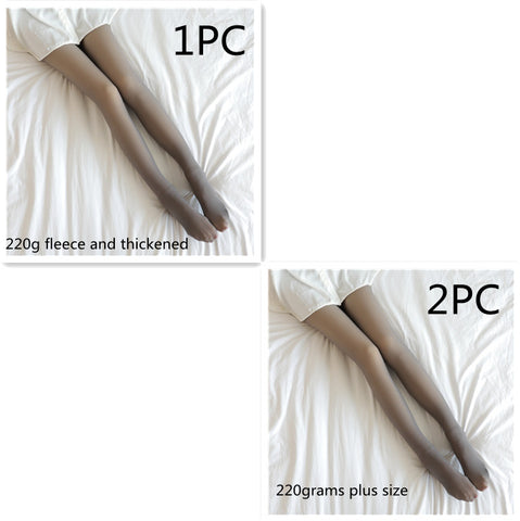 Fake Translucent Plus Size Leggings Fleece Lined Tights Fall And Winter Warm Fleece Pantyhose Women Fleece Lined Pantyhose Thermal Winter Tights - Fashionner