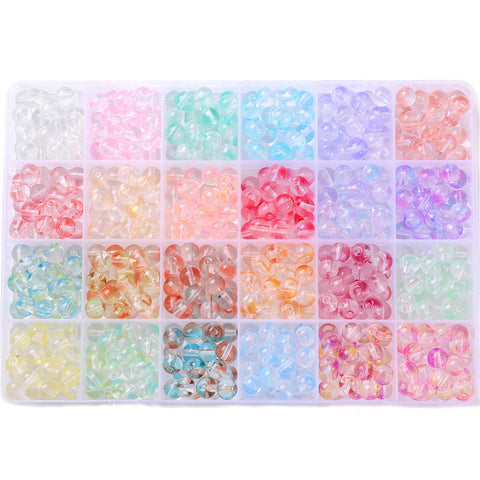 Perles rondes doubles en cristal de verre, kit de matériaux pour bracelet DIY fait à la main, boîte d'accessoires, matériaux pour enfiler les perles