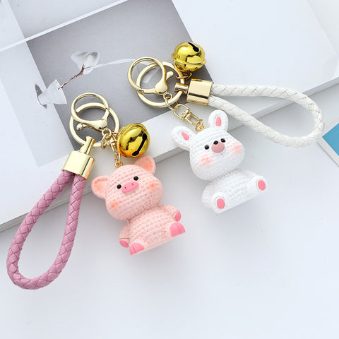 Porte-clés de voiture en résine Laine Animal Pendentif mignon