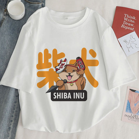 T-shirt femme à motif dessin animé chat kawaii
