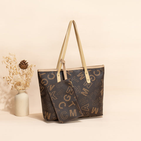 Sac bandoulière imprimé tendance mode Rétro grande capacité deux pièces pour femmes