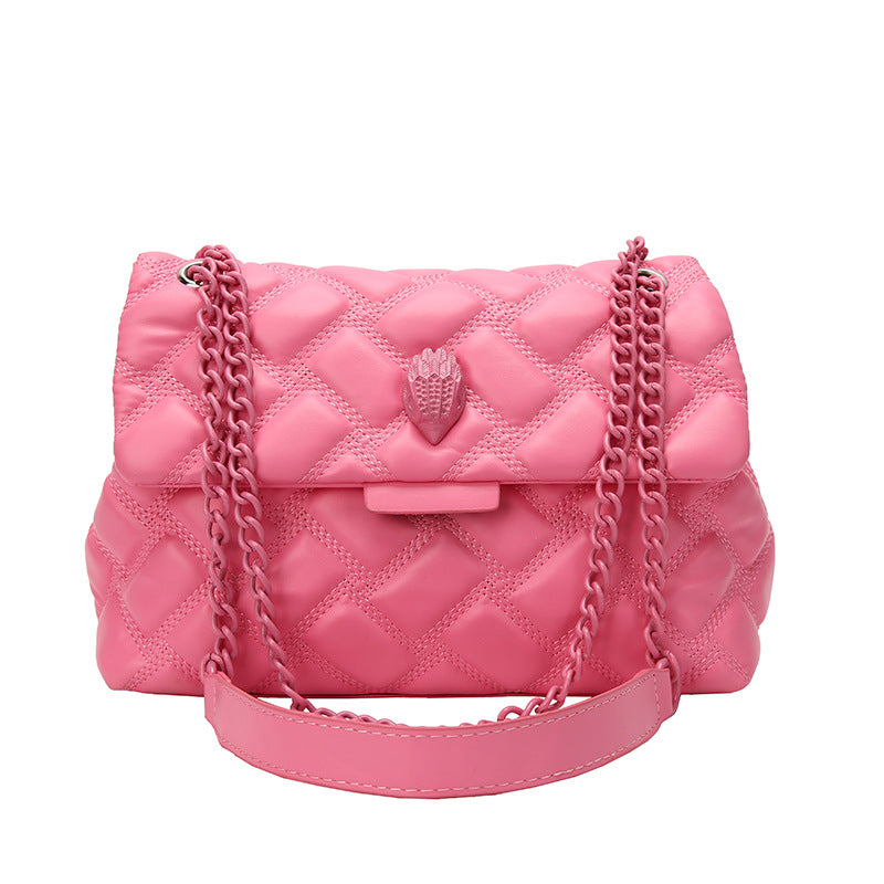 Plaid Embossed Chain Personality Shoulder Bag - Fashionner