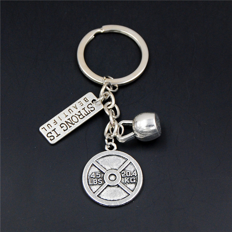 Mini Sports Equipment Keychain Dumbbell Weightlifting Unique Key Pendant