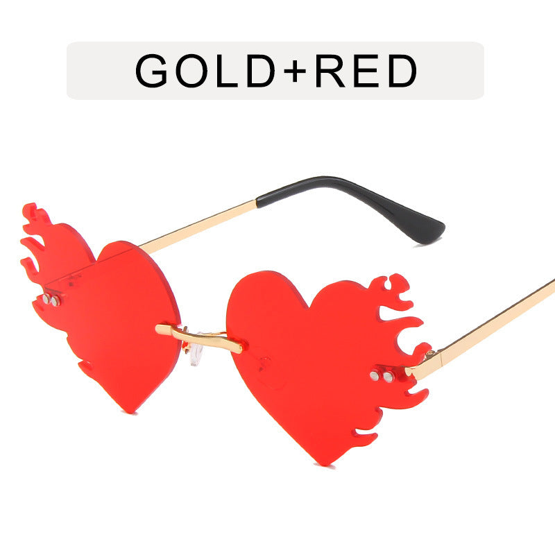 New Metal Frameless Love Flame Sunglasses - Fashionner