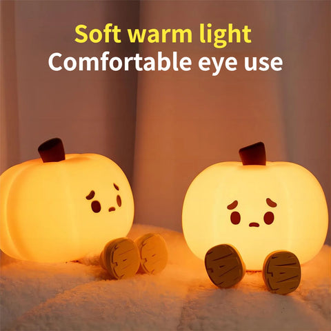 Décoration d'intérieur Lampe de nuit citrouille d'Halloween Mignonne lampe en silicone souple Tactile Intensité réglable Rechargeable Lumière décorative de chevet Cadeaux pour enfants Décorations d'Halloween