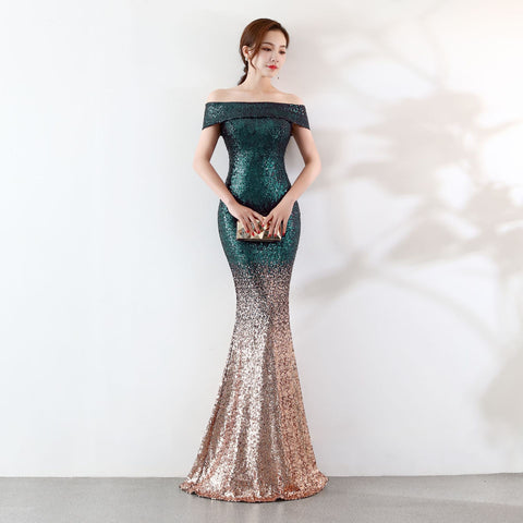 Birthday Party Dress Slimming Host Long Dress - Fashionner