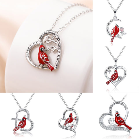 Collier Pendentif Cardinal Créatif en Forme de Cœur, Bijou Commémoratif Exquis pour Fête, Cadeaux d'Anniversaire, Cadeau de Saint-Valentin