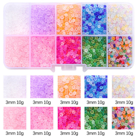 Perles de verre faites à la main avec paillettes de la même couleur