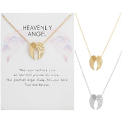 Fashion Jewelry Ladies Pendant Angel Wings Card Necklace - Fashionner