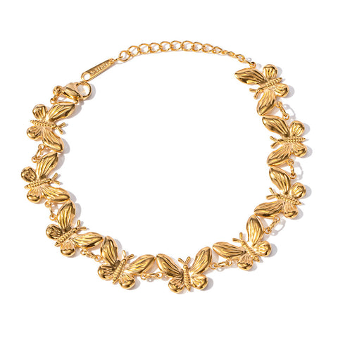 Bracelet papillon en acier inoxydable, élégant et assorti, de style européen et américain, pour femmes, bijoux de luxe délicats