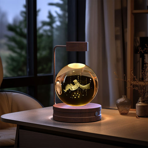 Veilleuse d'intérieur dinosaure cosmique boule de cristal, alimentée par USB, lumière chaude de chevet, cadeau d'anniversaire