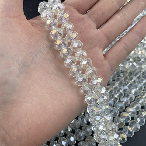 Faceted Plating Color AB Glass Crystal Flat Beads Diy Necklace Beaded Bracelet Accessories