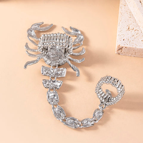 Grande Bague Scorpion Or Argent Cristal Scorpion Queue Élastique Bagues Double Doigt Pour Femmes Hommes