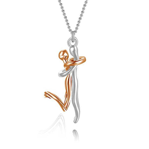 Collier Étreinte Amoureuse 18 carats, Cadeau d'Anniversaire de Couple, Saint-Valentin, Mode Simple, Tempérament, Pendentif Chaîne Ras du Cou