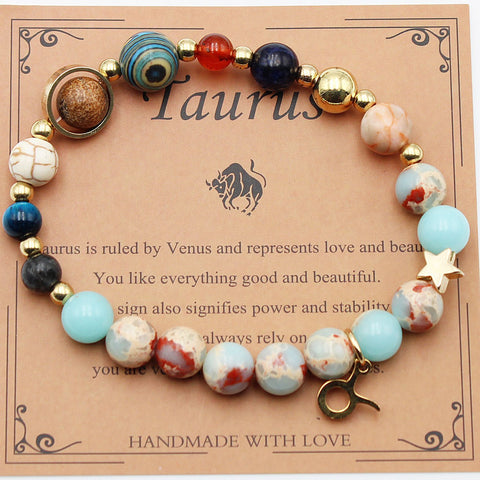 Bracelets Douze Constellations Pierres Naturelles Perles Huit Planètes