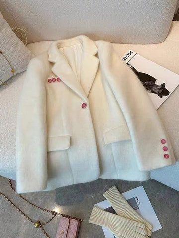 Blazer doux en polyester et mohair