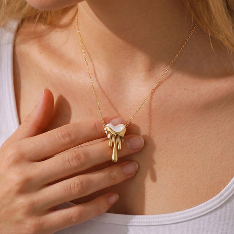 Buy Lava-Drip Oil Heart Earrings And Necklace online at Fashionner.