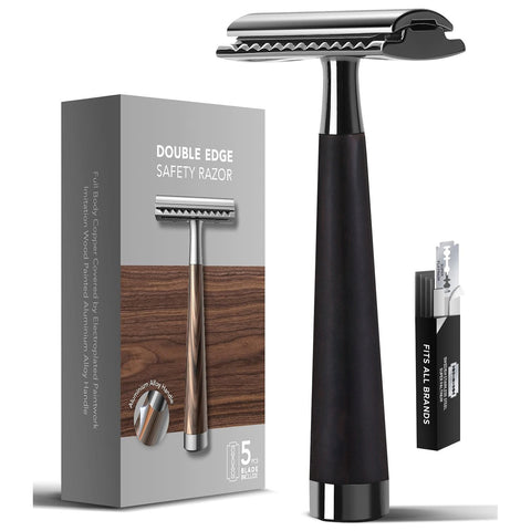 Rasoir pour homme manche en bois brossé