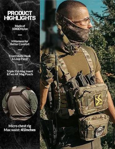 Chest Rig Tactical Chest Rig Molle Modular Micro Fight Chest Rigs With Magazine Pouch For Outdoor Hunting Aisoft - Tactical Vests Chest Rigs Protector for Outdoor Hunting Shooting