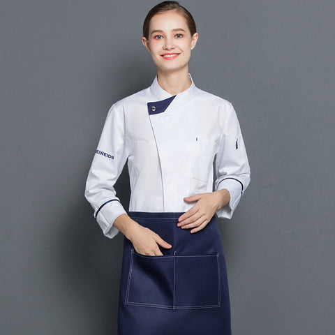 Chef Uniform Long Sleeve Concealed Button Men And Women Catering