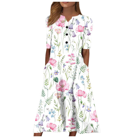 Women's Long Sleeve Long Printed Dress - Fashionner