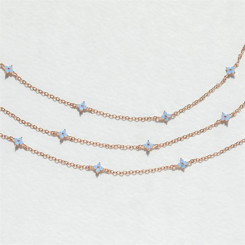 Ins Style Fashion Blue Flower Necklace Vacation Beach Travel Spring Summer Jewelry - Fashionner