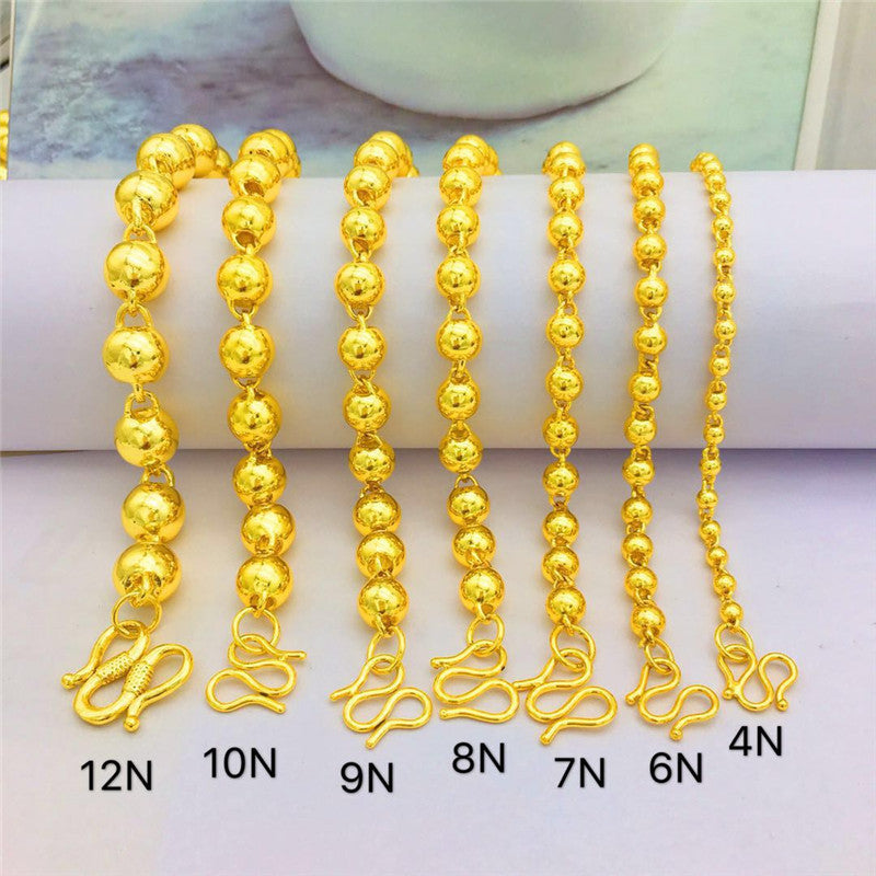 Men's Gold  Round Plated Solid Glossy Buddha Beads Necklace