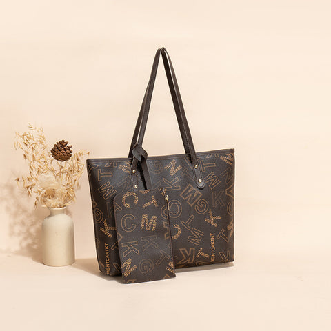 Sac bandoulière imprimé tendance mode Rétro grande capacité deux pièces pour femmes